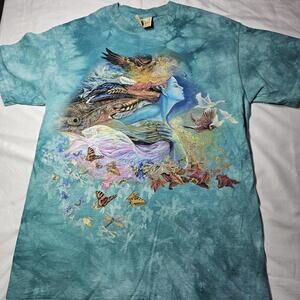 Vtg The Mountain Mystical Animal Teal And White M Cotton USA